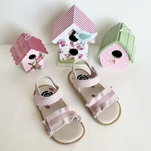 Livie & Luca Toddler Girls Ripple Pink Shimmer Suede Upper Sandals NWB Size 8